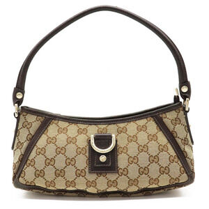 Gucci Abbey GG Canvas Shoulder Bag Hobo Handbag Leather Beige Brown Cream